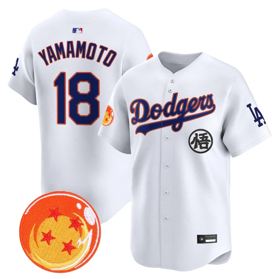 Men's Los Angeles Dodgers x Dragon Ball Vapor Premier Limited Jersey white #18 Yamamoto