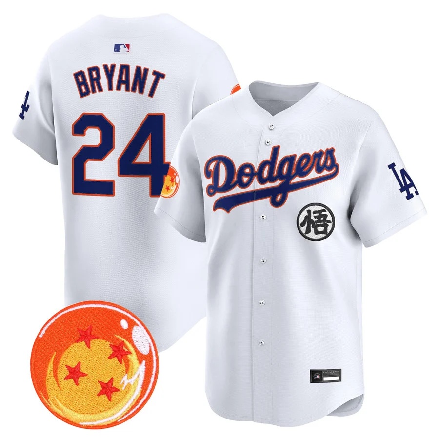 Men's Los Angeles Dodgers x Dragon Ball Vapor Premier Limited Jersey white #24 Kobe Bryant