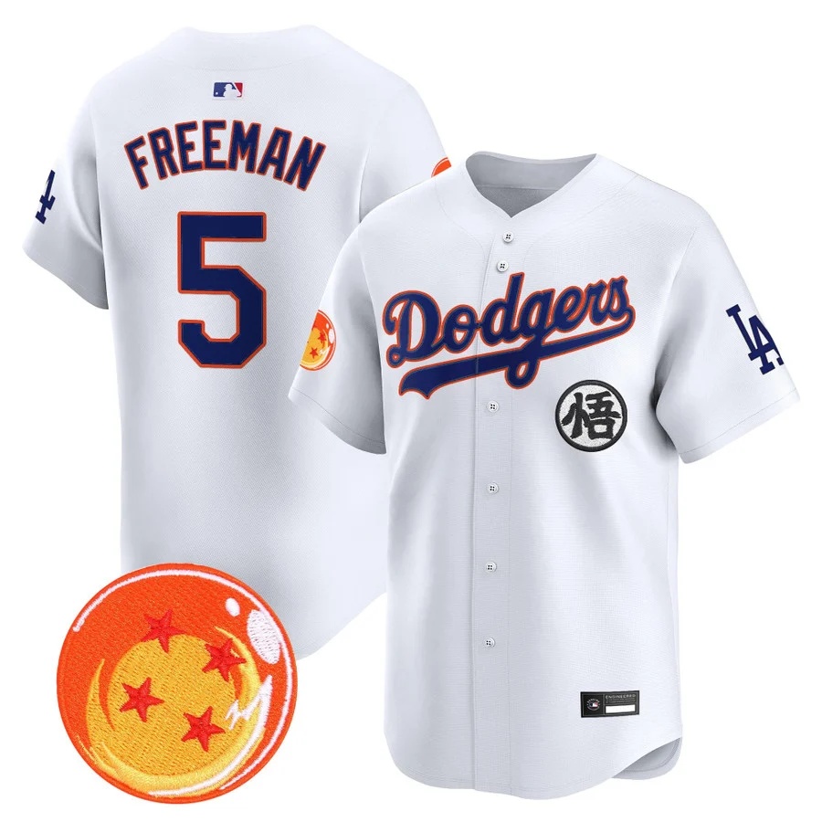 Men's Los Angeles Dodgers x Dragon Ball Vapor Premier Limited Jersey white #5 Freddie Freeman