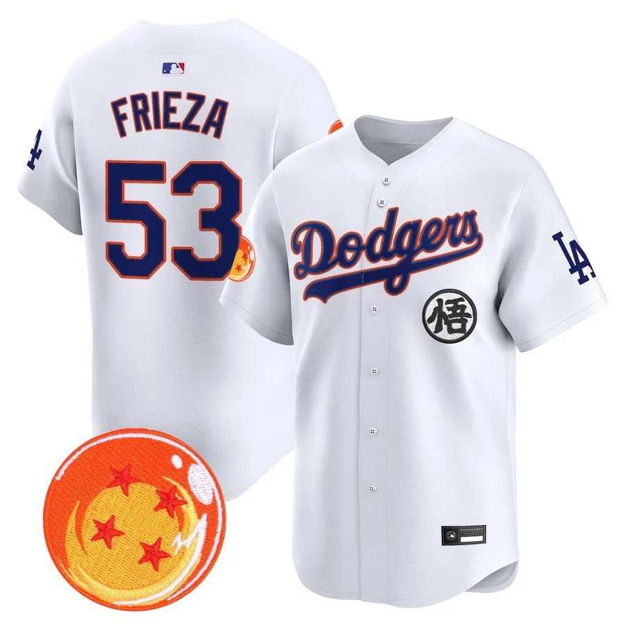 Men's Los Angeles Dodgers x Dragon Ball Vapor Premier Limited Jersey white #53 Frieza