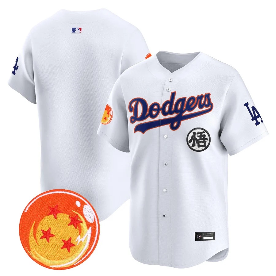 Men's Los Angeles Dodgers x Dragon Ball Vapor Premier Limited Jersey white blank