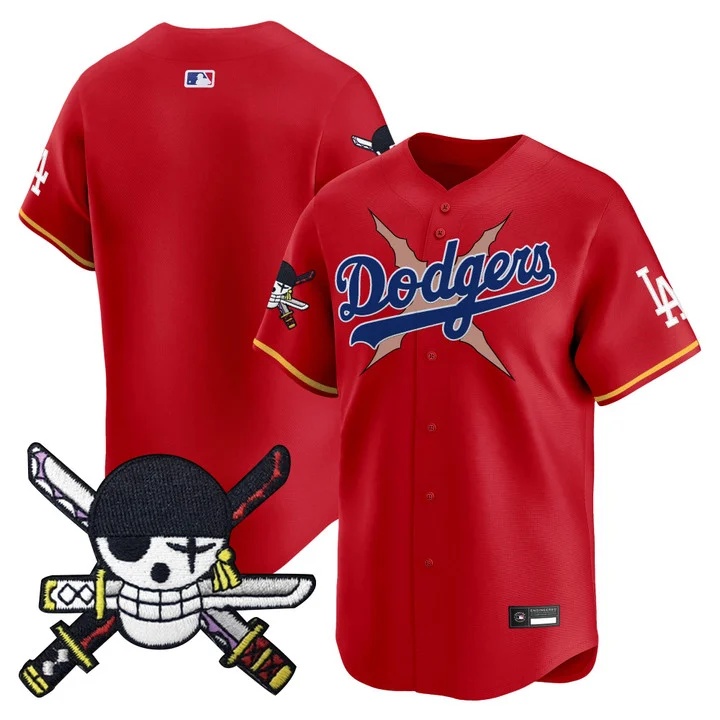 Men's Los Angeles Dodgers x One Piece Zoro Patch Vapor Premier Limited Jersey RED BLANK