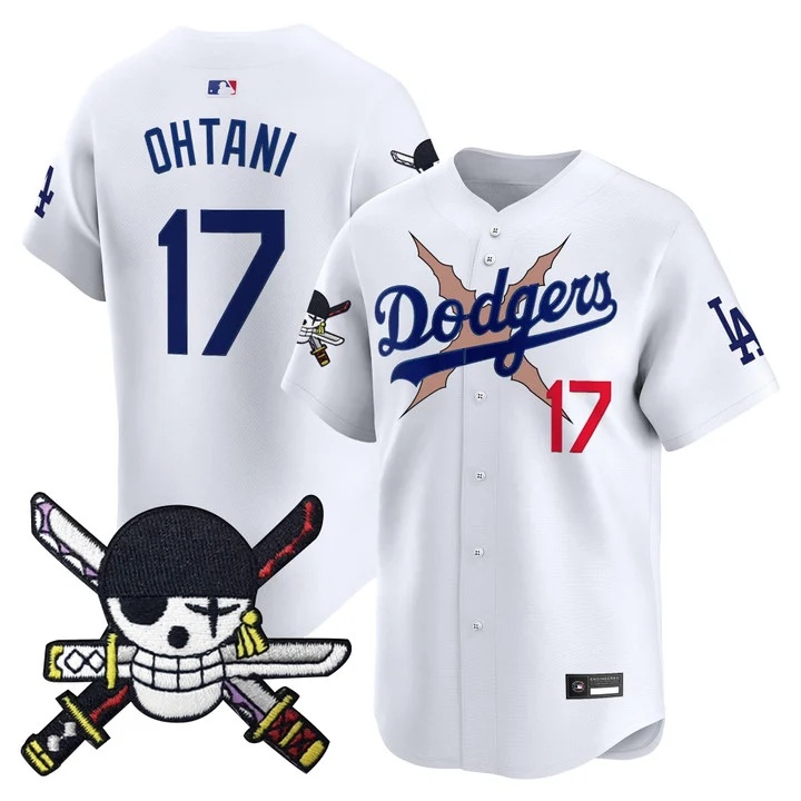 Men's Los Angeles Dodgers x One Piece Zoro Patch Vapor Premier Limited Jersey WHITE#17 SHOHEI OHTANI