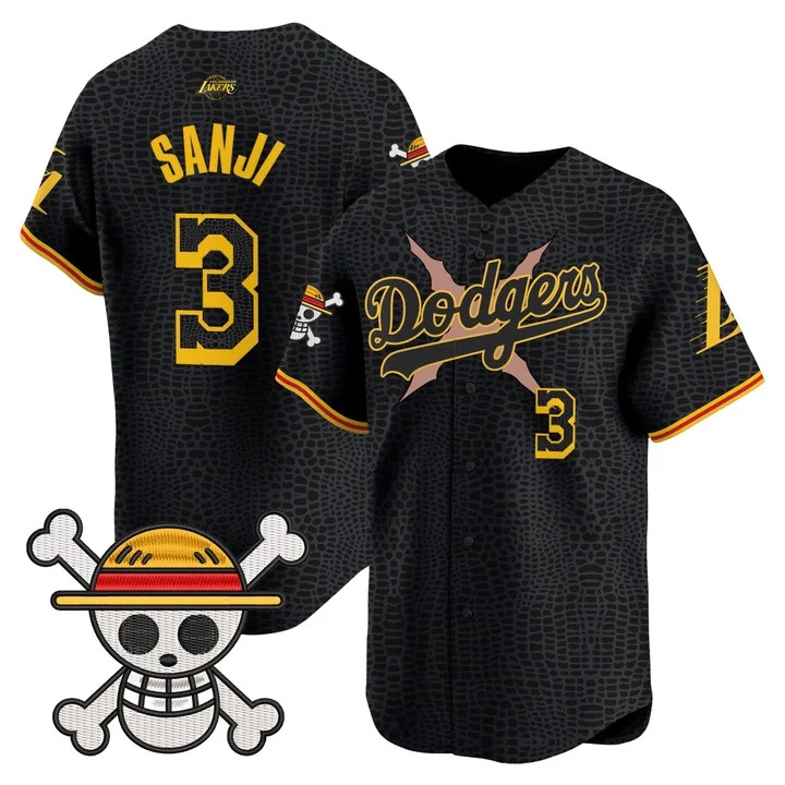 Men's Los Angeles Dodgers x One Piece x Mamba Vapor Premier Limited Jersey MAMBA#3 SANJI