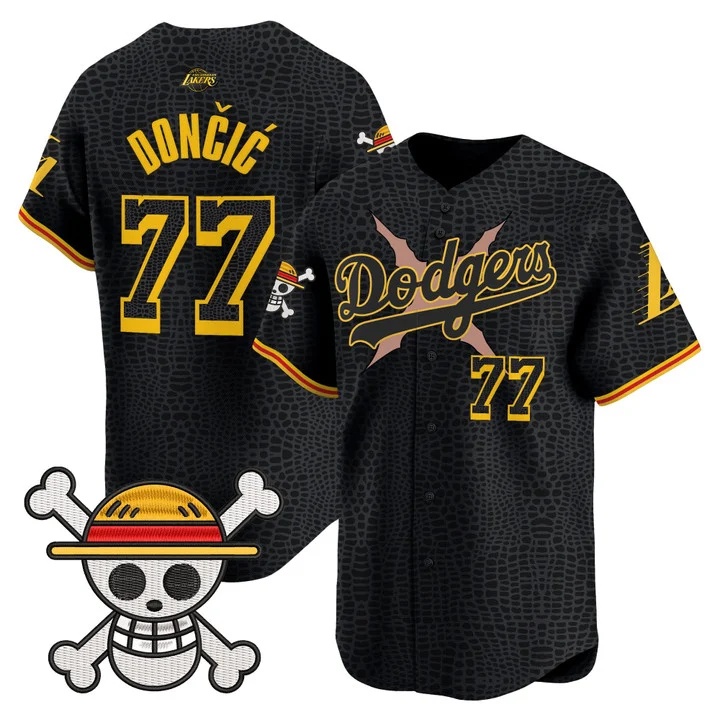 Men's Los Angeles Dodgers x One Piece x Mamba Vapor Premier Limited Jersey MAMBA#77 LUKA DONCIC
