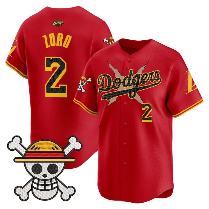 Men's Los Angeles Dodgers x One Piece x Mamba Vapor Premier Limited Jersey RED#2 ZORO