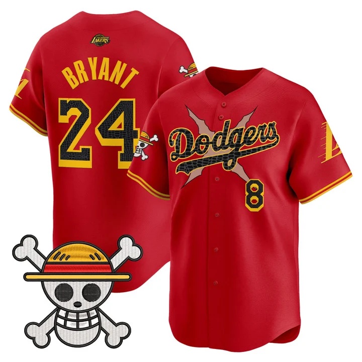 Men's Los Angeles Dodgers x One Piece x Mamba Vapor Premier Limited Jersey RED#24 KOBE BRYANT