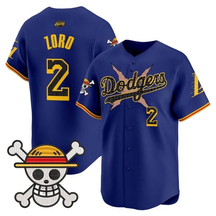 Men's Los Angeles Dodgers x One Piece x Mamba Vapor Premier Limited Jersey ROYAL#2 ZORO