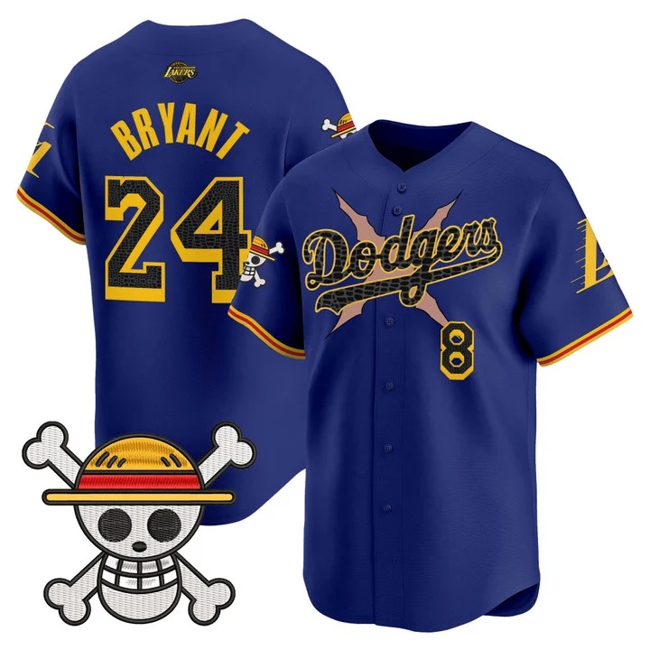 Men's Los Angeles Dodgers x One Piece x Mamba Vapor Premier Limited Jersey ROYAL#24 KOBE BRYANT