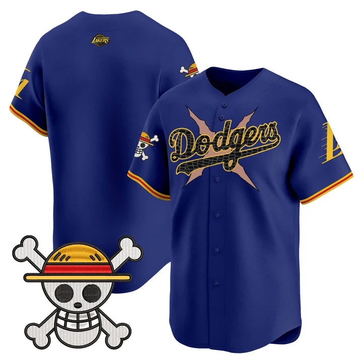 Men's Los Angeles Dodgers x One Piece x Mamba Vapor Premier Limited Jersey ROYAL BLANK