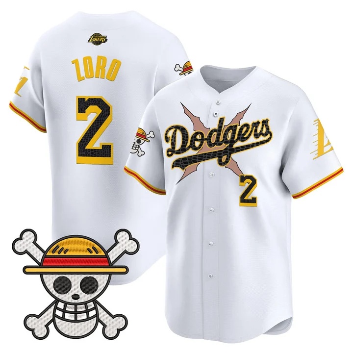 Men's Los Angeles Dodgers x One Piece x Mamba Vapor Premier Limited Jersey WHITE#2 ZORO