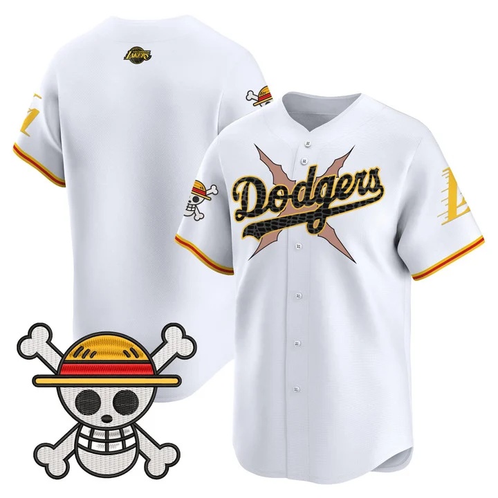 Men's Los Angeles Dodgers x One Piece x Mamba Vapor Premier Limited Jersey WHITE BLANK