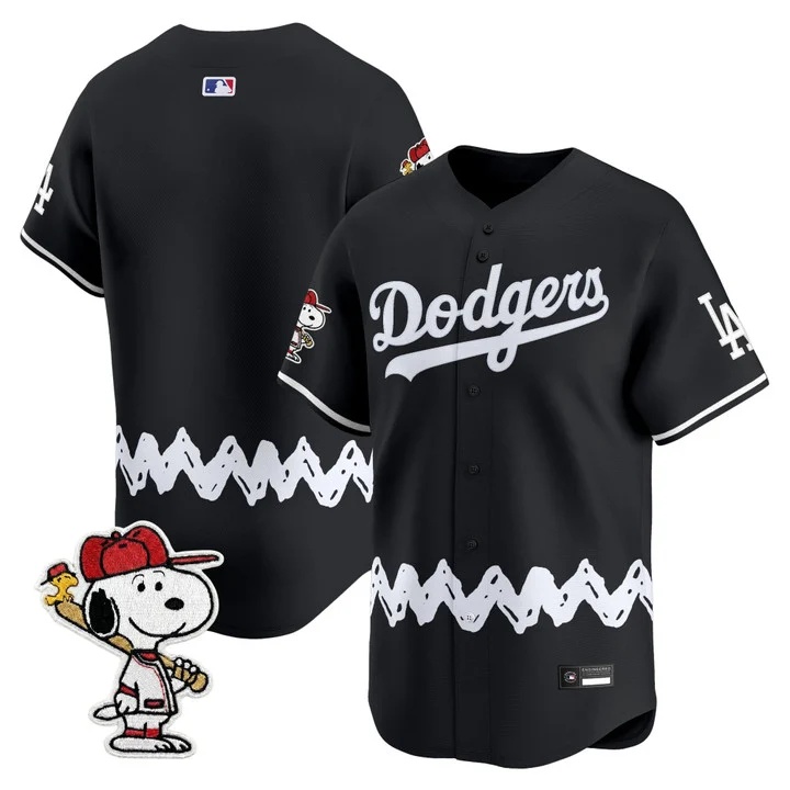 Men's Los Angeles Dodgers x Peanuts Vapor Premier Limited Jersey BLACK BLANK