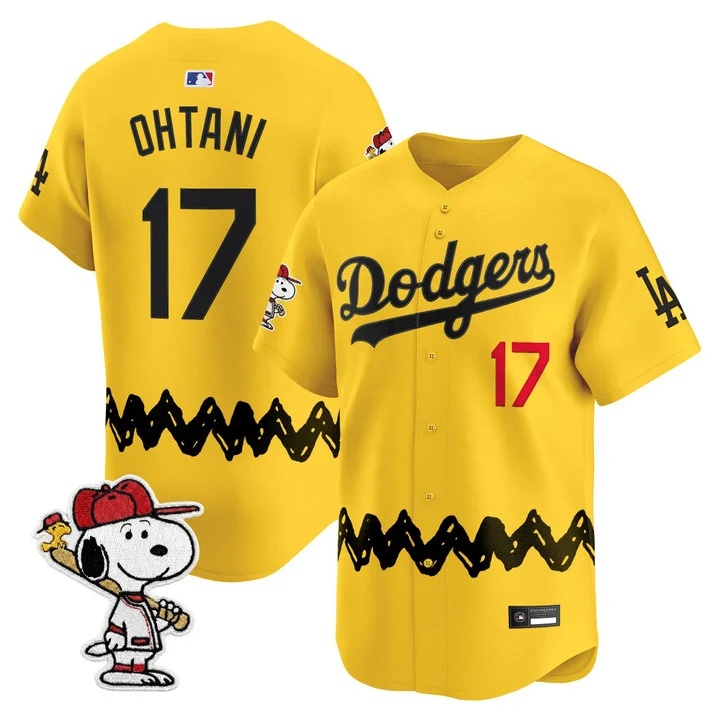 Men's Los Angeles Dodgers x Peanuts Vapor Premier Limited Jersey GOLD#17 SHOHEI OHTANI