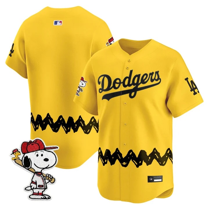 Men's Los Angeles Dodgers x Peanuts Vapor Premier Limited Jersey GOLD BLANK
