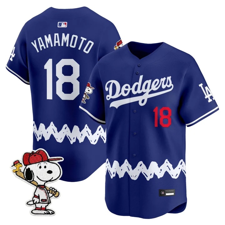Men's Los Angeles Dodgers x Peanuts Vapor Premier Limited Jersey ROYAL#18 YAMAMOTO