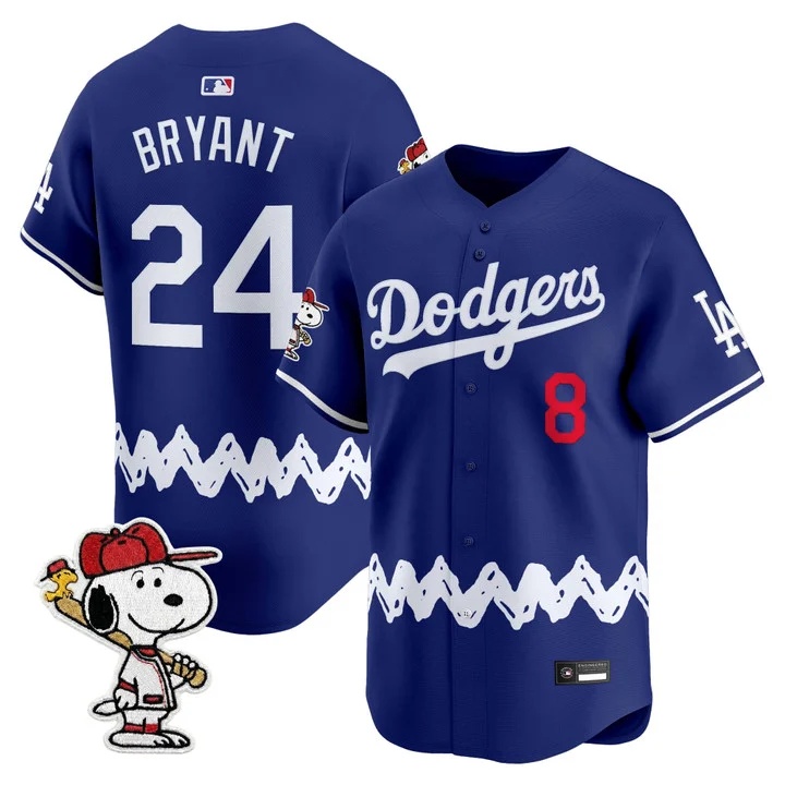 Men's Los Angeles Dodgers x Peanuts Vapor Premier Limited Jersey ROYAL#24 KOBE BRYANT