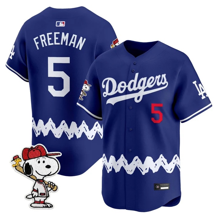 Men's Los Angeles Dodgers x Peanuts Vapor Premier Limited Jersey ROYAL#5 FREDDIE FREEMAN