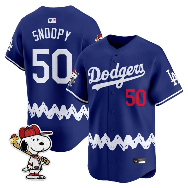 Men's Los Angeles Dodgers x Peanuts Vapor Premier Limited Jersey ROYAL#50 SNOOPY