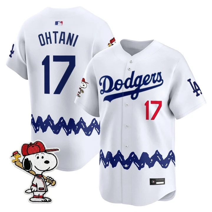 Men's Los Angeles Dodgers x Peanuts Vapor Premier Limited Jersey WHITE#17 SHOHEI OHTANI