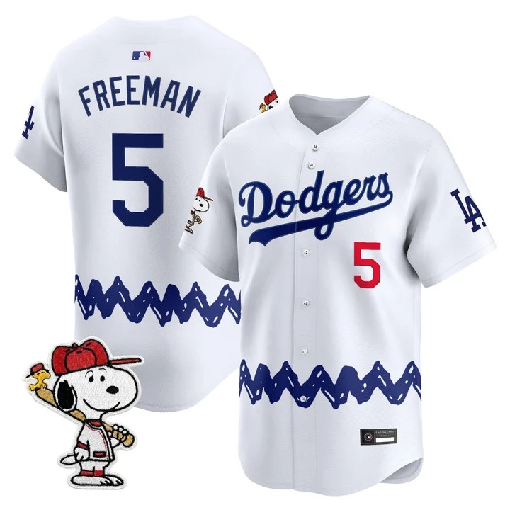 Men's Los Angeles Dodgers x Peanuts Vapor Premier Limited Jersey WHITE#5 FREDDIE FREEMAN