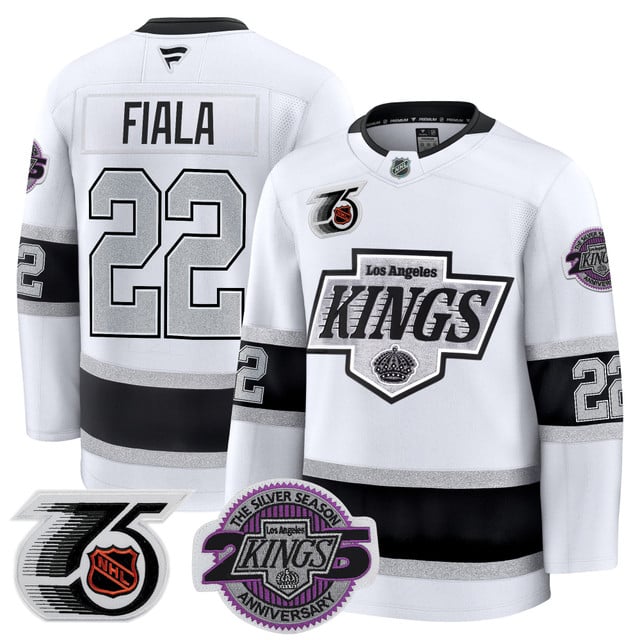 Men's Los Angeles Kings 91-92 75th 25th Anniversary Patch Premium Jersey #22 Kevin Fiala