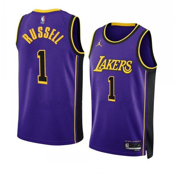 Men's Los Angeles Lakers #1 Da??Angelo Russell Purple Stitched Basketball Jersey