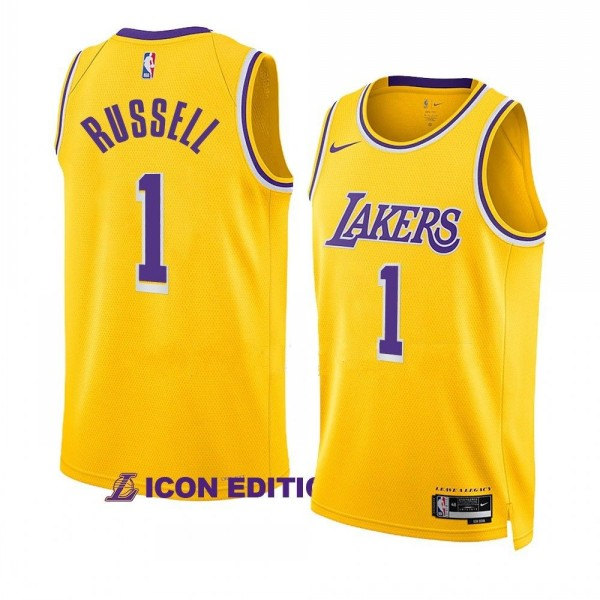 Men's Los Angeles Lakers #1 Da??Angelo Russell Yellow Stitched Basketball Jersey