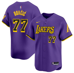 Men's Los Angeles Lakers Vapor Baseball Jersey - All Stitched Statement Luka Don?i? 77