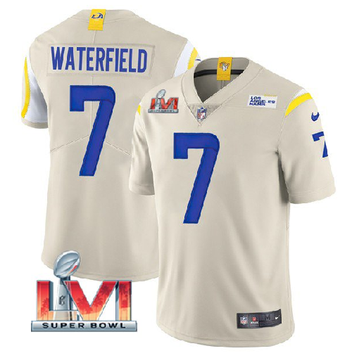 Men's Los Angeles Rams #7 Bob Waterfield 2022 Bone Super Bowl LVI Vapor Limited Stitched Jersey