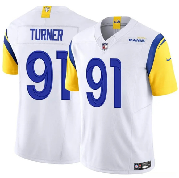 Men's Los Angeles Rams #91 Kobie Turner White 2025 F.U.S.E. Vapor Untouchable Football Stitched Jersey