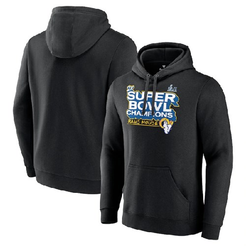 Men's Los Angeles Rams 2022 Black Super Bowl LVI Champions Pullover HoodieS