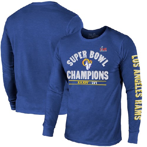 Men's Los Angeles Rams 2022 Royal Super Bowl LVI Champions Long Sleeve T-Shirt -2