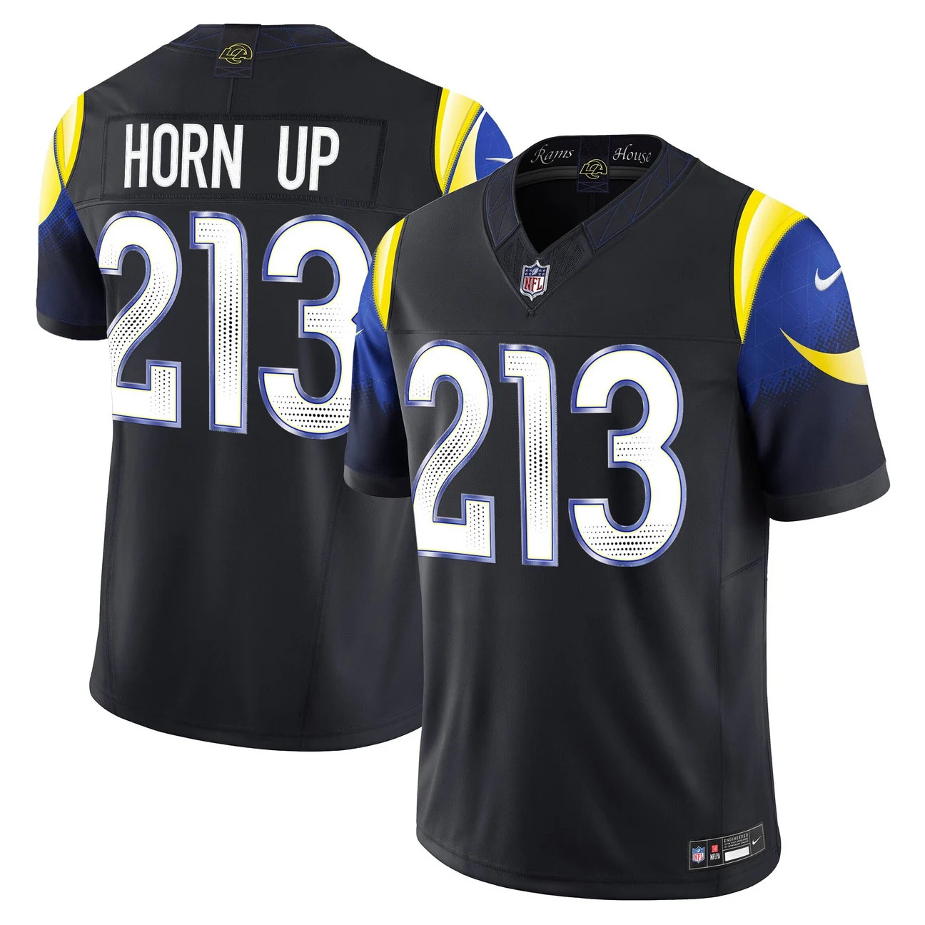 Men's Los Angeles Rams 2026 Vapor Limited Jersey BLACK #213 HORN UP