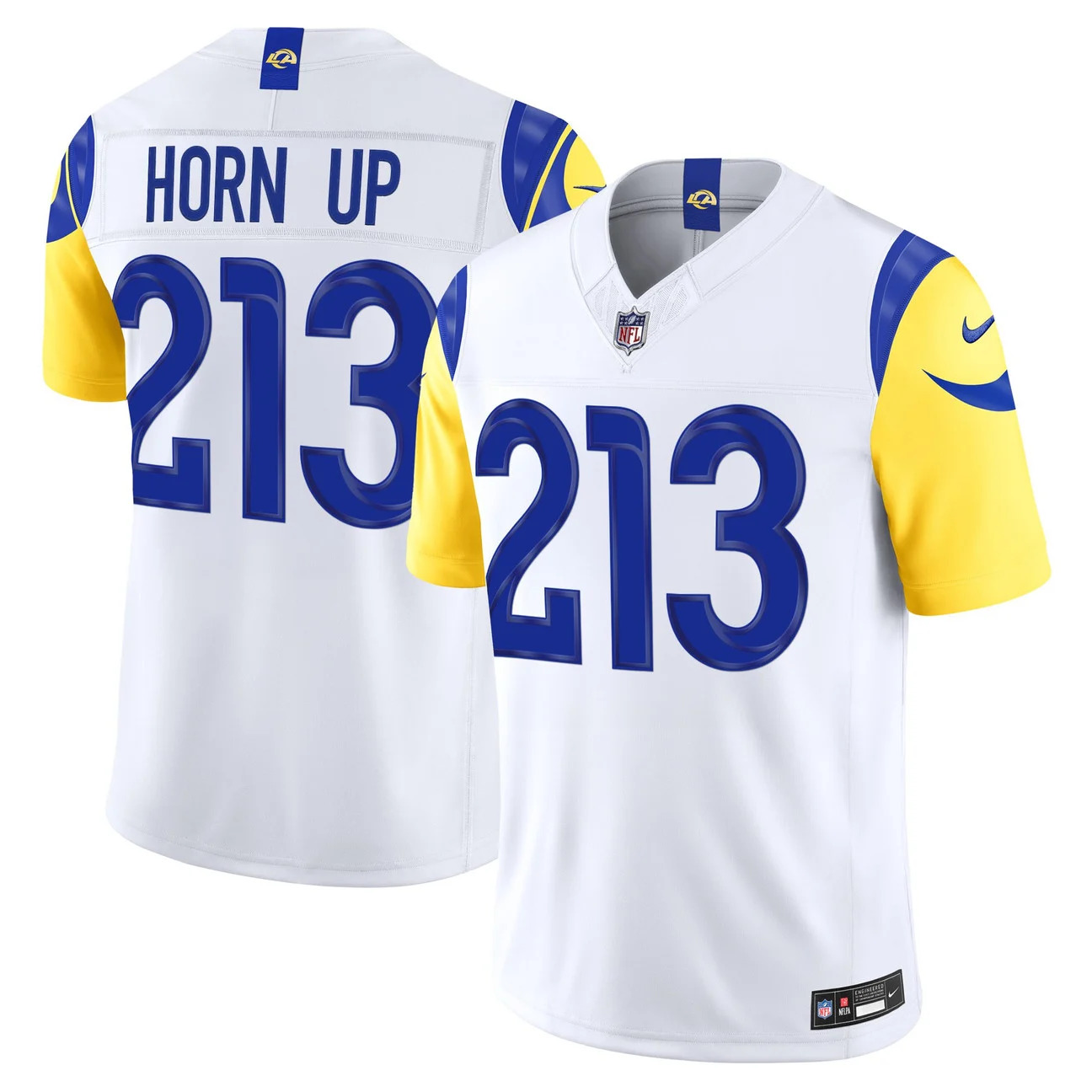Men's Los Angeles Rams 2026 Vapor Limited Jersey WHITE #213 HORN UP