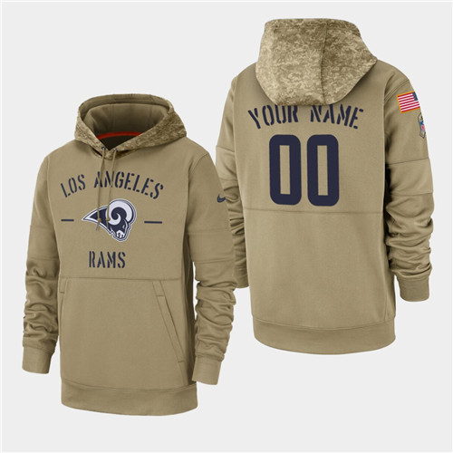 Men's Los Angeles Rams Custom 2019 Salute to Service Sideline Therma Pullover Hoodie - Tan