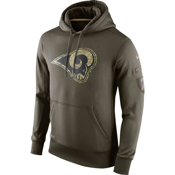 Men's Los Angeles Rams Team Logo Green Stitched Nike Olive Salute To Service Hoodie