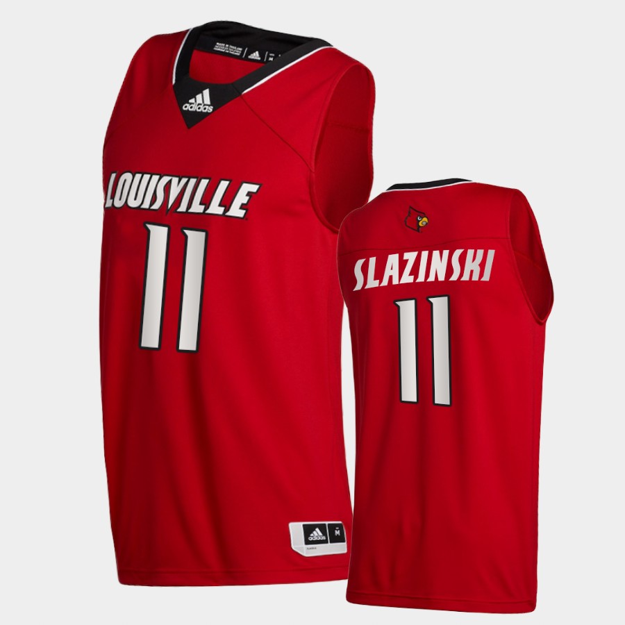 Men's Louisville Cardinals #11 Quinn Slazinski Adidas 2020 Red Basketball Jersey