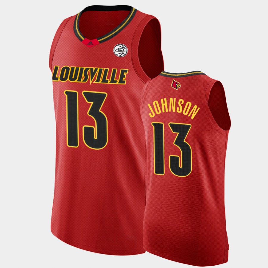 Men's Louisville Cardinals #13 David Johnson Adidas 2021 Red College Basketball Jersey