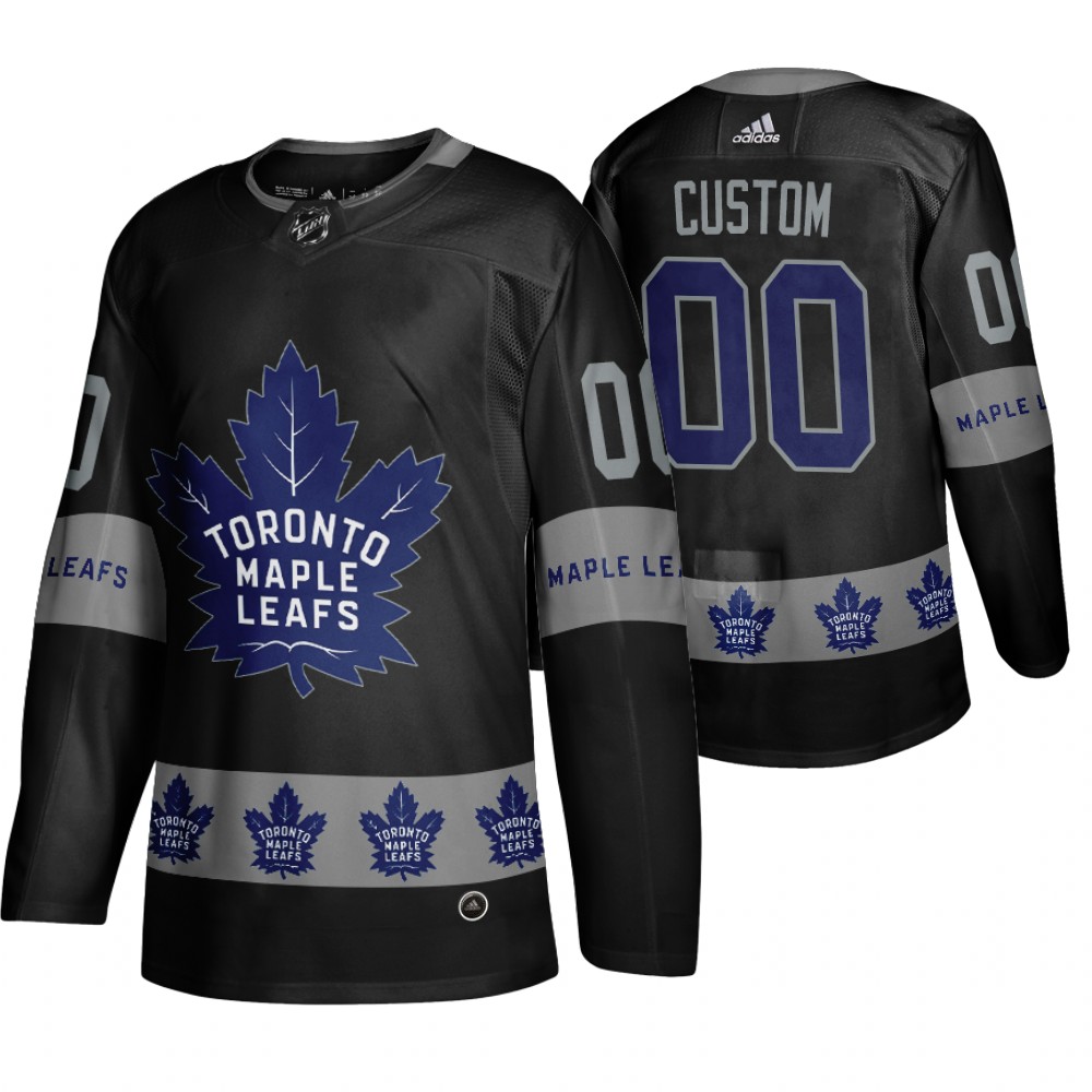 Men's Maple Leafs #00 Custom Logo sleeve Breakaway Jersey Black