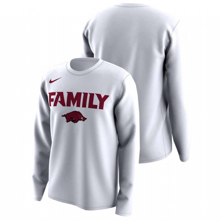 Men's March Madness White Legend Basketball Long Sleeve Family on Court Arkansas Razorbacks T-Shirt