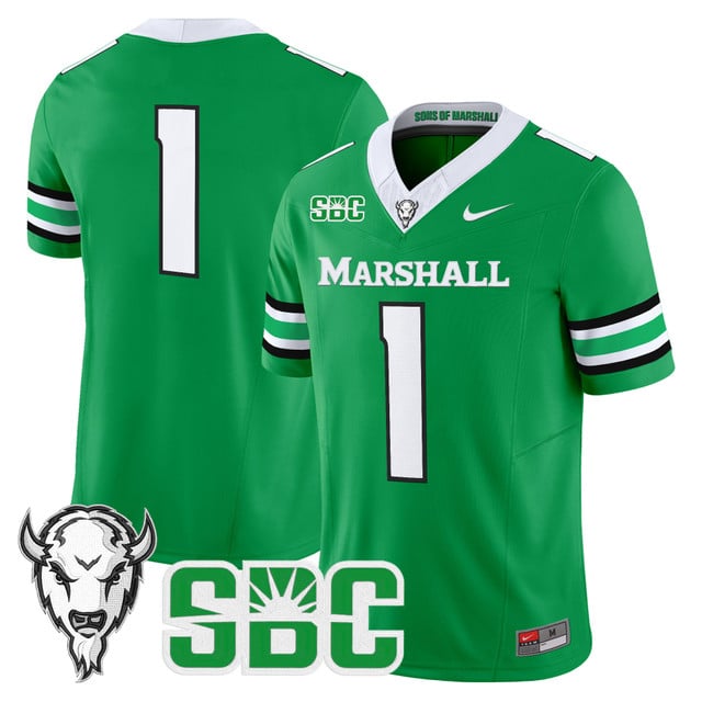 Men's Marshall Thundering Herd 2025 Vapor Limited Jersey KELLY GREEN#1