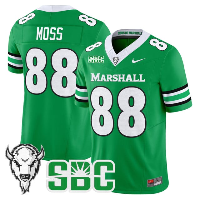 Men's Marshall Thundering Herd 2025 Vapor Limited Jersey KELLY GREEN#88 RANDY MOSS