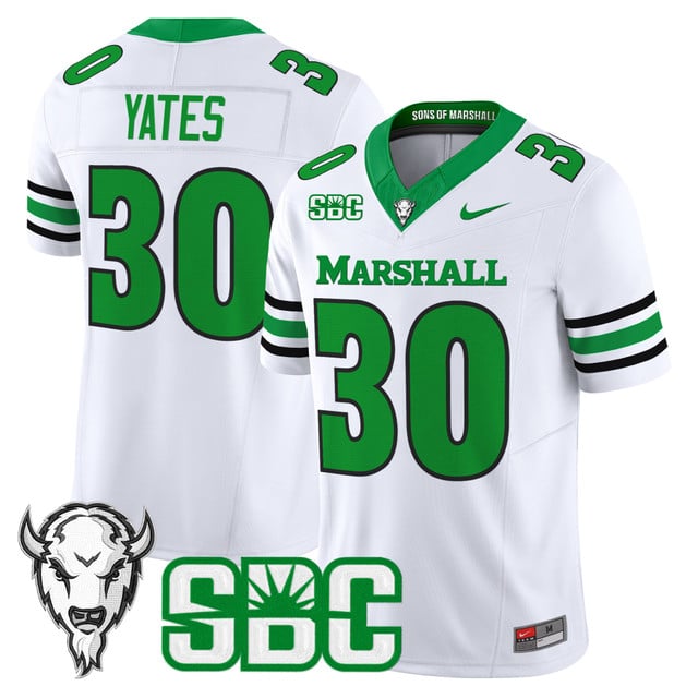 Men's Marshall Thundering Herd 2025 Vapor Limited Jersey WHITE#30 JADEN YATES