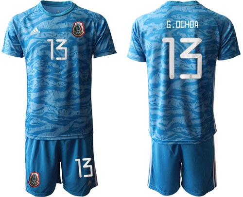 Men's Mexico #13 G.Ochoa Blue goalkeeper Soccer Jersey