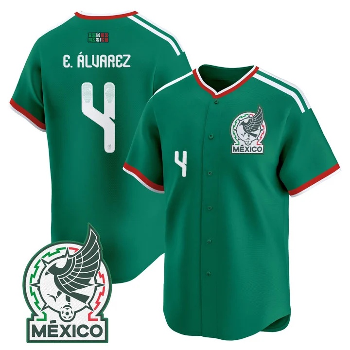 Men's Mexico 2026 National Team Vapor Baseball Jersey #4 EDSON ALVAREZ