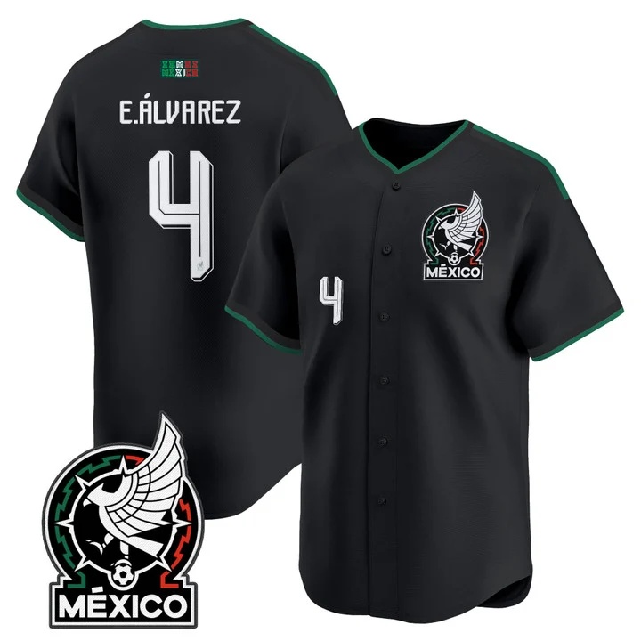Men's Mexico 2026 National Team Vapor Baseball Jersey BLACK #4 EDSON ALVAREZ