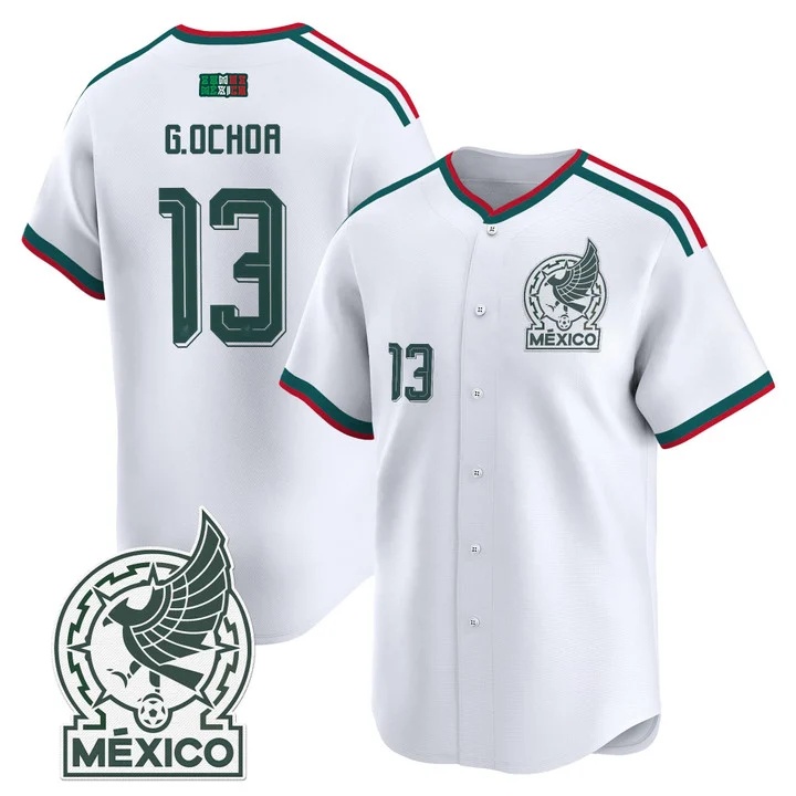 Men's Mexico 2026 National Team Vapor Baseball Jersey WHITE #13 GUILLERMO OCHOA