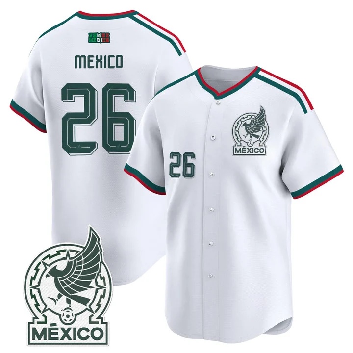 Men's Mexico 2026 National Team Vapor Baseball Jersey WHITE #26 MEXICO