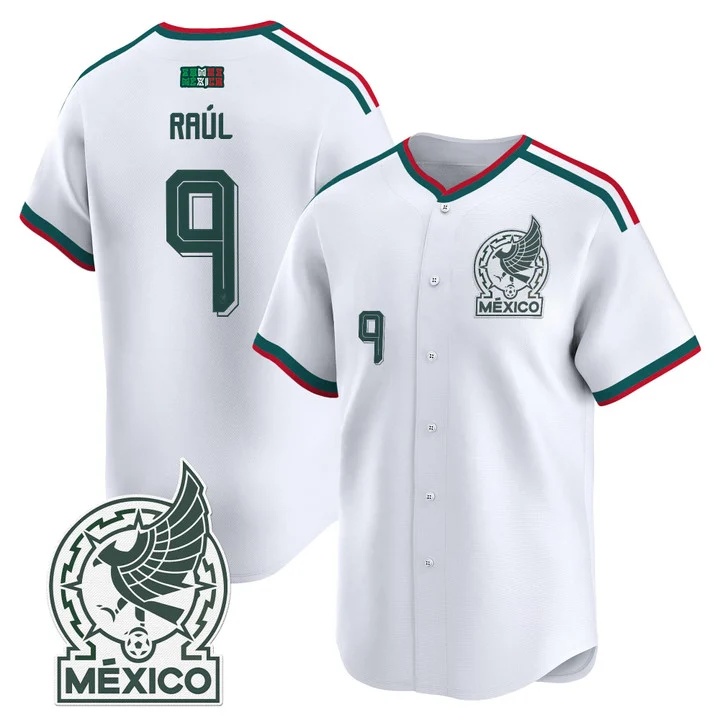 Men's Mexico 2026 National Team Vapor Baseball Jersey WHITE #9 RAUL JIMENEZ